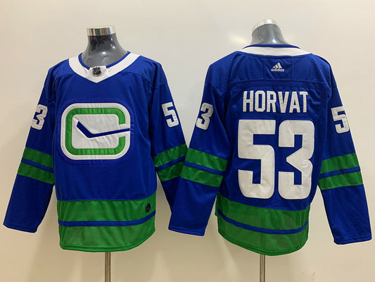 Men's Vancouver Canucks Bo Horvat #53 Blue Breakaway Player Jersey1