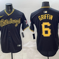 Men's Pittsburgh Pirates Konnor Griffin #6 Black Replica Player Jersey