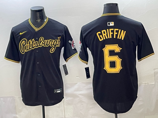 Men's Pittsburgh Pirates Konnor Griffin #6 Black Replica Player Jersey