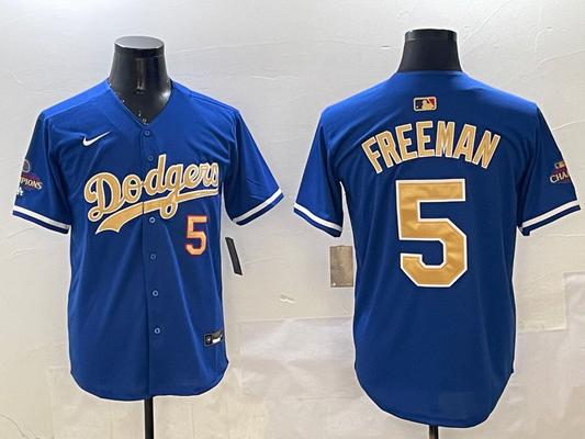 Men's Los Angeles Dodgers Freddie Freeman #5 Royal 2025 Gold Collection Limited Jersey1