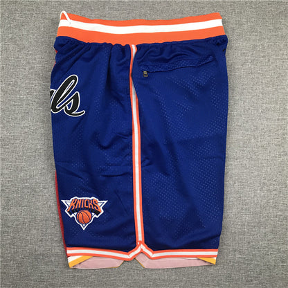 Men's Houston Rockets/New York Knicks Red/Blue Splicing Basketball Shorts1