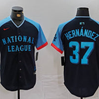 Men's National League Teoscar Hernandez #37 Navy 2024 MLB All-Star Game Limited Player Jersey1