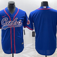 Men's Chicago Cubs1 Blue Blank Replica Player Jersey