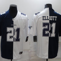 Men's Dallas Cowboys Ezekiel Elliott #21 Navy/White Game Jersey1