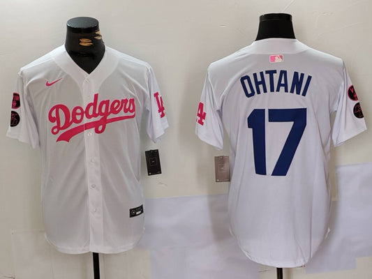 Men's Los Angeles Dodgers Shohei Ohtani #17 White Limited Game Player Jersey1