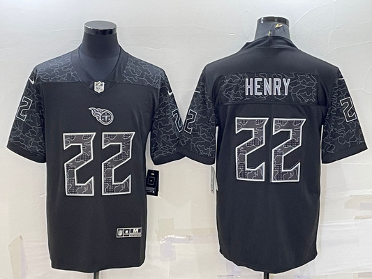Men's Tennessee Titans Derrick Henry #22 Black Retired Player RFLCTV Limited Jersey1