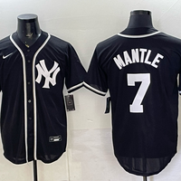 Men's New York Yankees Mickey Mantle #7 Fashion Black Out Replica Jersey