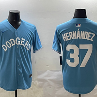 Men's Los Angeles Dodgers Teoscar Hernandez #37 Light Blue Limited Player Jersey1