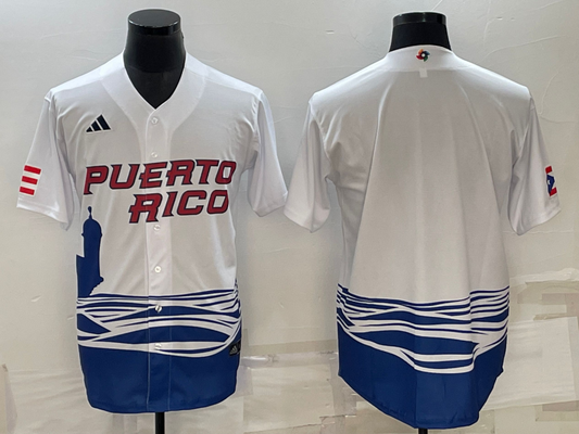 Men's 2023 World Baseball Classic Puerto Rico White Blank Jersey1
