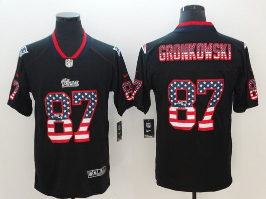 Men's New England Patriots Rob Gronkowski #87 Black Player Game Jersey1