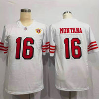 Men's San Francisco 49ers Joe Montana White 75th Anniversary Game Player Jersey1