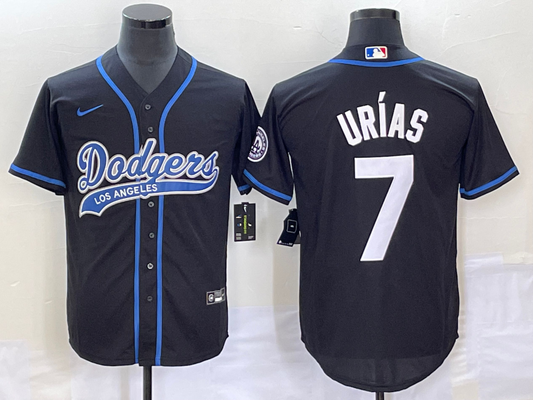 Men's Los Angeles Dodgers Julio Urias #7 Black Player Jersey1 Joint Edition