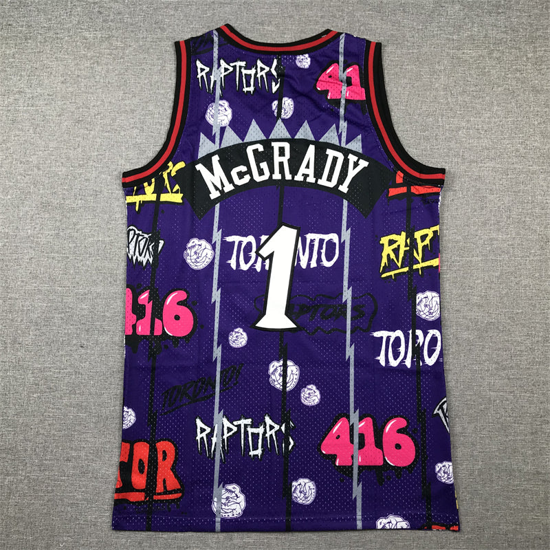 Men's Toronto Raptors Tracy McGrady #1 Purple Swingman Player Jersey1 - Graffiti Edition