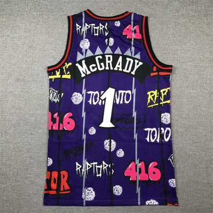 Men's Toronto Raptors Tracy McGrady #1 Purple Swingman Player Jersey1 - Graffiti Edition