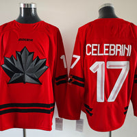 Men's Canada Hockey Luca Celebrini #17 Red 2026 Winter Olympics Jersey