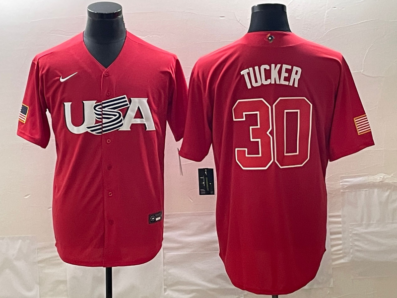 Men's 2023 World Baseball Classic #30 Kyle Tucker USA Red Jersey1