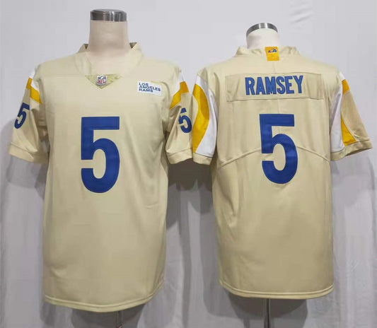 Men's Los Angeles Rams Jalen Ramsey #5 Beige Vapor Limited Jersey1
