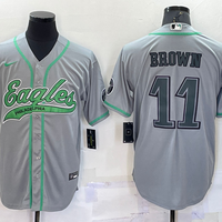 Men's Philadelphia Eagles A.J. Brown #11 Gray Game Jersey1 Joint Edition