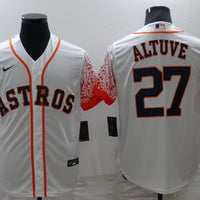Men's Houston Astros Jose Altuve #27 White Alternate Game Jersey1