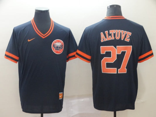Men's Houston Astros Jose Altuve #27 Navy Authentic Game Jersey1