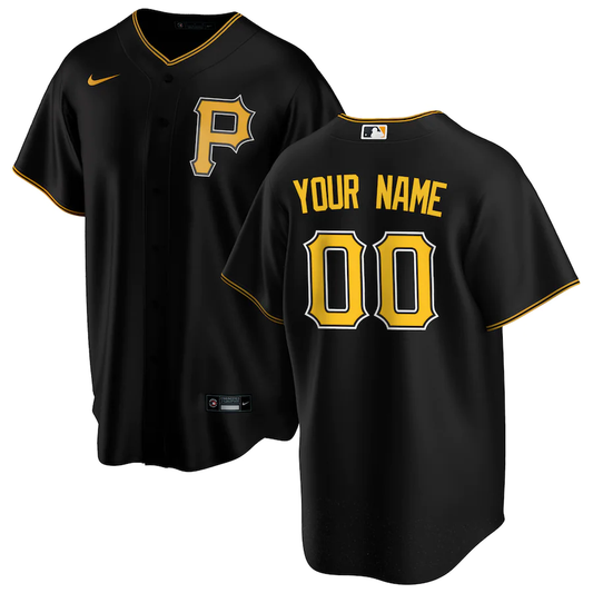 Men's Pittsburgh Pirates Black Alternate Replica Custom Jersey1