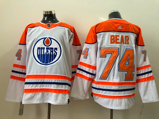 Men's Edmonton Oilers Ethan Bear #74 White Breakaway Player Jersey1