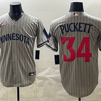 Men's Minnesota Twins Kirby Puckett #34 Gray Replica Player Jersey