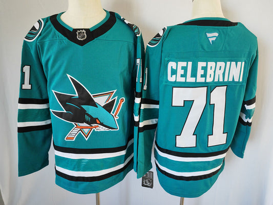 Men's San Jose Sharks Macklin Celebrini #71 Green Player Game Jersey1