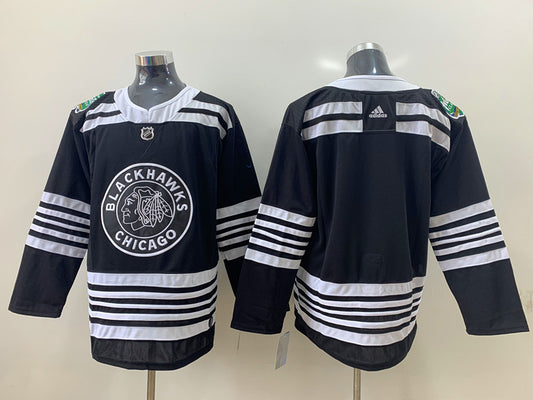Men's Chicago Blackhawks Black Blank Player Jersey1