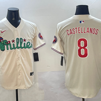 Men's Philadelphia Phillies Nick Castellanos #8 Cream Replica Player Jersey1