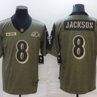 Men's Baltimore Ravens Lamar Jackson #8 Brown Player Game Jersey1