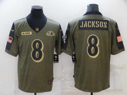 Men's Baltimore Ravens Lamar Jackson #8 Brown Player Game Jersey1