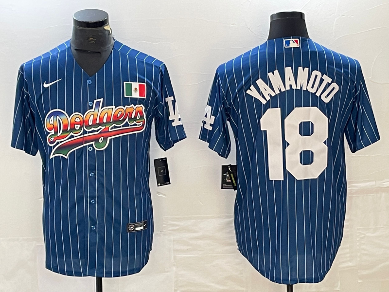 Men's Los Angeles Dodgers Yoshinobu Yamamoto #18 Blue Game Player Jersey1