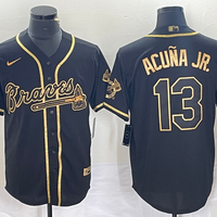 Men's Atlanta Braves Ronald Acuna Jr. #13 Black Replica Player Jersey1