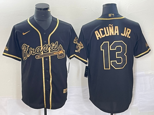 Men's Atlanta Braves Ronald Acuna Jr. #13 Black Replica Player Jersey1