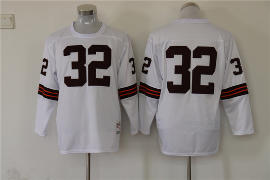 Men's Cleveland Browns Jim Brown Mitchell & Ness White Legacy Replica Player Jersey1