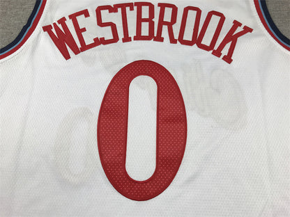 Men's LA Clippers Russell Westbrook #0 White Swingman Jersey1