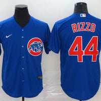 Men's Chicago Cubs1 Anthony Rizzo #44 Blue Replica Baseball Jersey