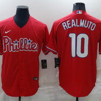 Men's Philadelphia Phillies J.T. Realmuto #10 Red Replica Baseball Jersey1