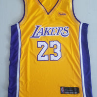 Men's Los Angeles Lakers LeBron James #23 NBA Yellow Swingman Jersey1