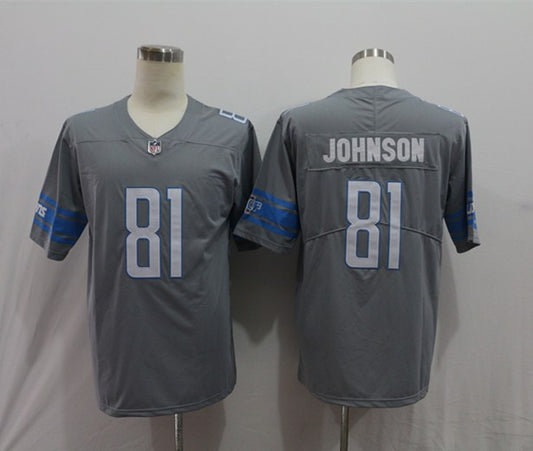 Men's Detroit Lions Calvin Johnson #81 Gray Game Jersey1