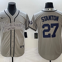Men's New York Yankees Giancarlo Stanton #27 Gray Player Jersey1 Joint Edition
