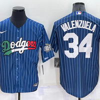 Men's Los Angeles Dodgers Fernando Valenzuela #34 Blue Stitched Baseball Jersey1