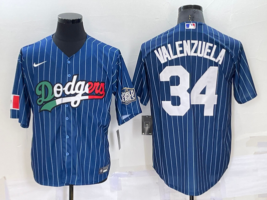 Men's Los Angeles Dodgers Fernando Valenzuela #34 Blue Stitched Baseball Jersey1
