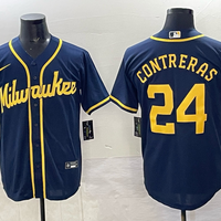 Men's Milwaukee Brewers William Contreras #24 Navy Replica Player Jersey