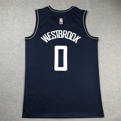 Men's LA Clippers Russell Westbrook #0 Navy 2023/24 Swingman Jersey1 - City Edition