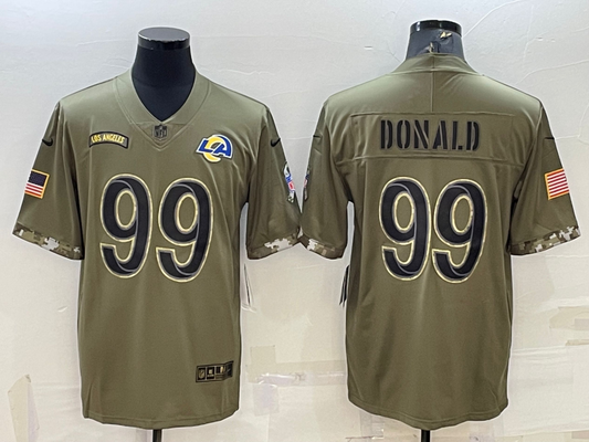 Men's Los Angeles Rams Aaron Donald #99 Olive 2022 Salute To Service Limited Jersey1
