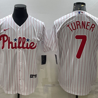 Men's Philadelphia Phillies Trea Turner #7 White Home Replica Player Jersey1