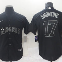Men's Los Angeles Angels Shohei Ohtani #17 Black Game Player Jersey1