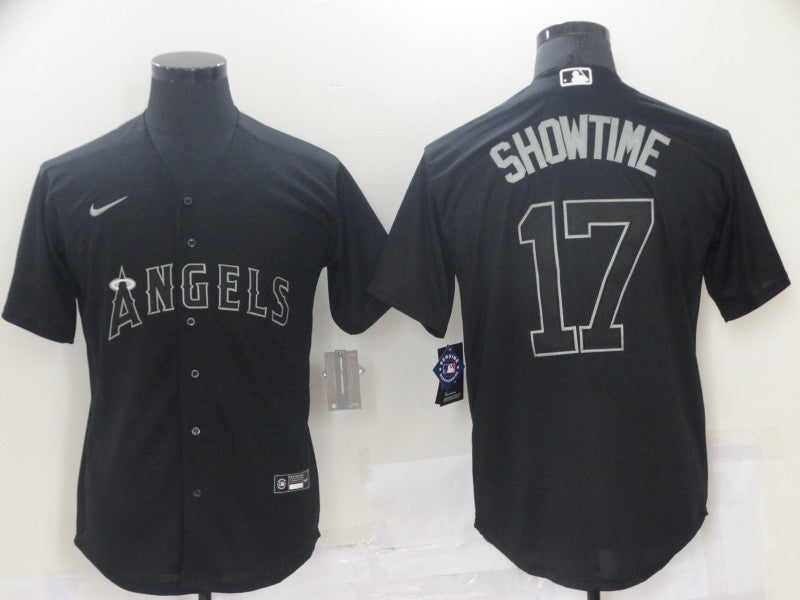 Men's Los Angeles Angels Shohei Ohtani #17 Black Game Player Jersey1